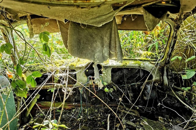 This secret car graveyard is hidden behind another abandoned Normanton hotspot, the Old British Oak Hotel.