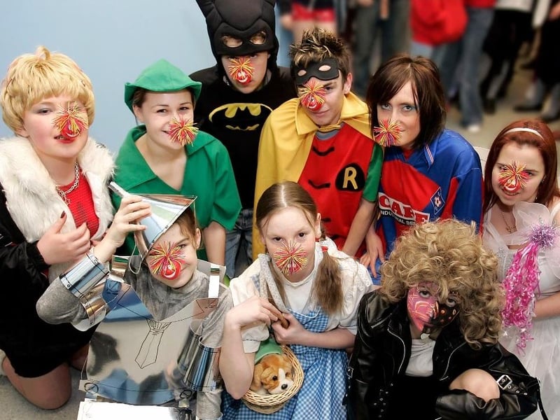 Pupils from Cathederal High School dressed up for Red Nose Day in 2005.