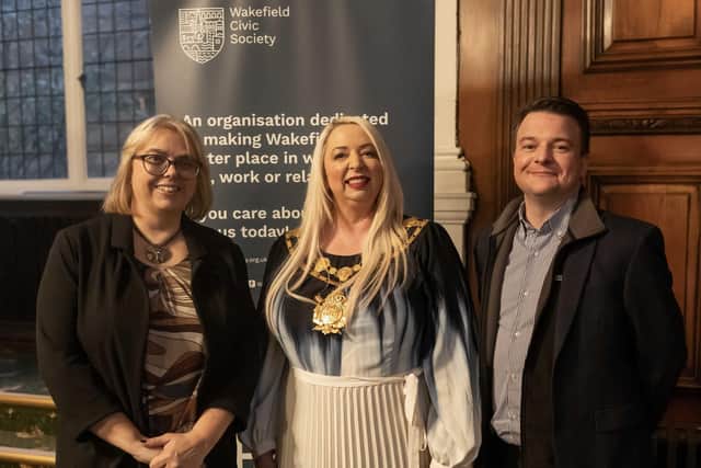 Wakefield Civic Society named José’s Tapas, in Cross Street, as restaurant of the year for 2023. Richard and Liz Escribano pictured receiving the award from Wakefield Mayor Josie Pritchard. Image credit: Antony de Csernatony, KRA:FT Media Services,