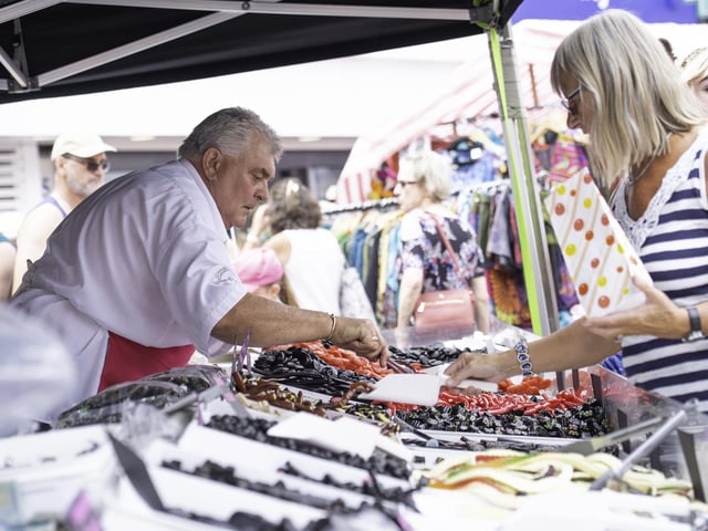 Here is a pick and mix stall at the 2018 Pontefract Liquorice Festival.
