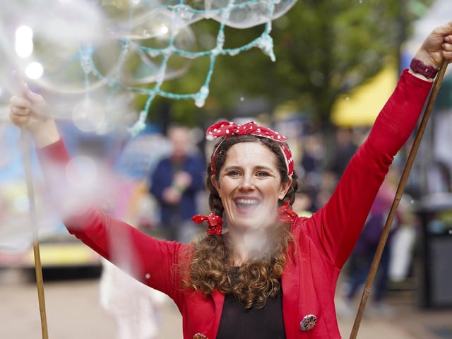 The festival had entertainers galore, with Disney princesses and bubble artists walking around the precinct.