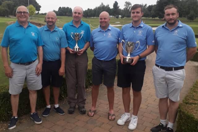 Pontefract & District Golf Club members show off trophies won in the scratch and the seniors knockout championships in the Leeds and District Union competitions.