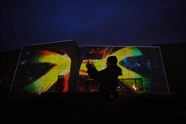 An eight-minute-long, looped animation was projected onto the side of the Hepworth gallery building.