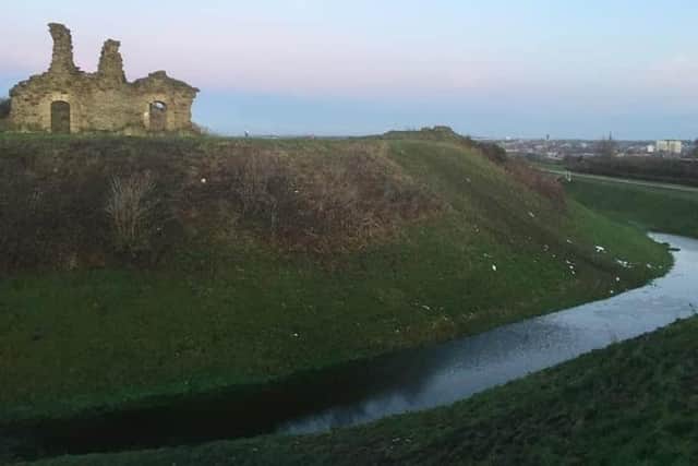 This impressive photo shows the moment Wakefield's historic Sandal Castle moat was filled with water after a week of heavy snow and rain in 2021. Photo: Friends of Sandal Castle.