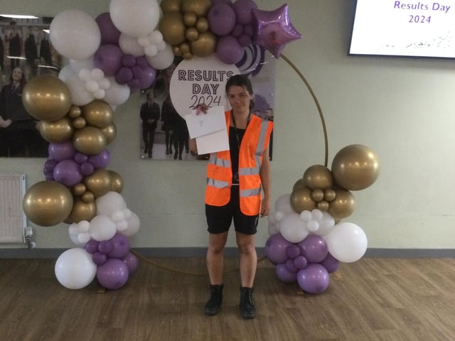 Raya Walsh collecting her results today at Outwood Academy Hemsworth