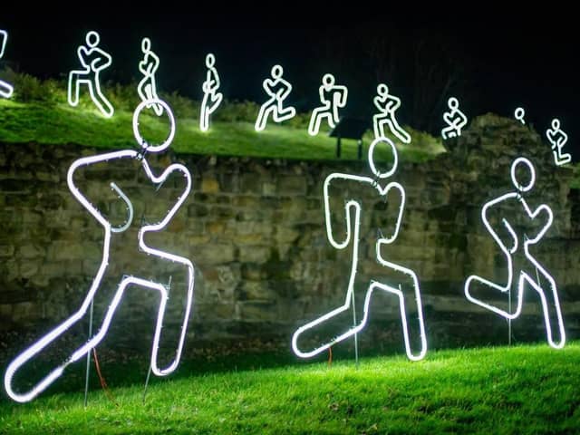 For Peace, an incredible 125 metre long light installation by artists sedemminut, was unveiled at the castle. Photo: Tatiana Hepplewhite