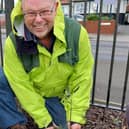 Len Richards, Chief Executive at Mid Yorkshire Teaching NHS Trust, helping to plant some of the 4,000 tree whips on the Pinderfields Hospital site during March.