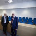 Les Shaw, Wakefield Council's cabinet member for resources and property (left) and,Kevin McLoughlin, senior coroner, for West Yorkshire eastern coroners' service pictured inside the main court at Mulberry House, Merchant Gate, Wakefield.