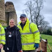 Joe Gilligan (centre) and Peter Collier (right) at Pontefract Castle as they plant hazel in the grounds. They will be planting dogwood, hawthorn, holly and witch hazel to improve the biodiversity of the site and attract wildlife