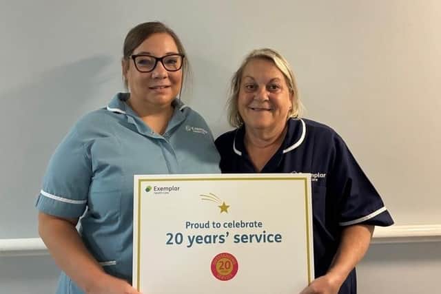 At Fairburn Vale, Stacy Firth (Health Care Assistant) and Lynn Jackson (Unit Manager) are each celebrating 20 years’ service.