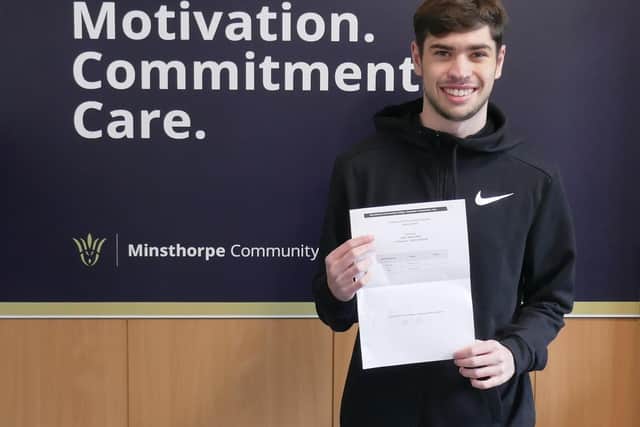 Minsthorpe Community College student, Joe Rose,  achieved distinction *, distinction*, distinction.