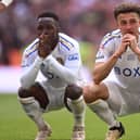 Look of despair from Leeds United players Willy Gnonto and Ethan Ampadu at the end of the Championship play-off final. Photo by Mike Hewitt/Getty Images