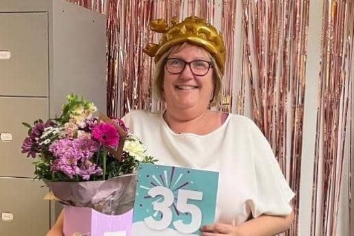 Kerry Potts is celebratig 35 years service.