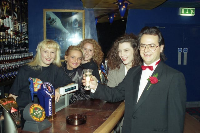 The opening of Pzazz, formerly Bentleys, with manager Paul Klein, hristine Hodgson, Karen Wood, Lucy Barrett and Vickie Stewart all celebrating.