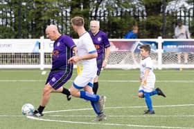 Former Leeds United manager and player Simon Grayson on the ball for Team Speed in the Elliot James Bransby Memorial Football Match. (Photo by John Victor)