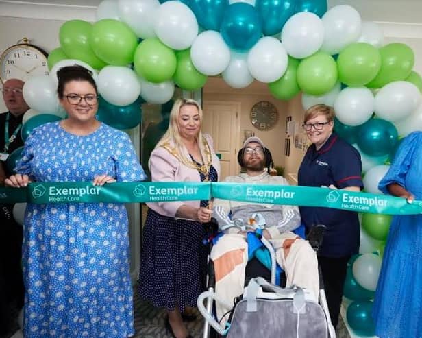 Home Manager Clare Heaton, Coun Josie Pritchard, home resident, Ryan, Hannah Conway-Cox, clinical nurse manager and Selina Wall, managing director at the official opening of the new care home in Castleford.