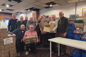 Volunteers from Chantry Rotary Club packing hampers at CAP in 2025.