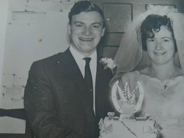 Castleford couple Frank and Esther Holmes on their wedding day.