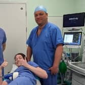 Surgery staff at Pontefract Hospital demonstrating the new equipment