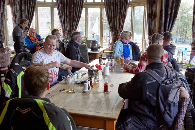 The bikers enjoyed a spot of tea and some soft drinks at the Travellers Inn during their bike ride.
