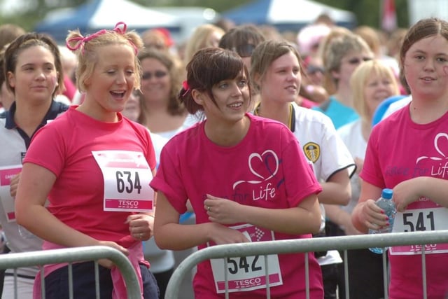 Race for Life at Pontefract racecourse in May 2008 - runners getting ready!