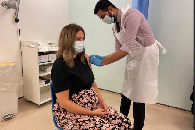 Pregnant Laura Kennedy, who is looking forward to welcoming her third baby in the New Year, got both her autumn booster and flu vaccine at her local pharmacy.