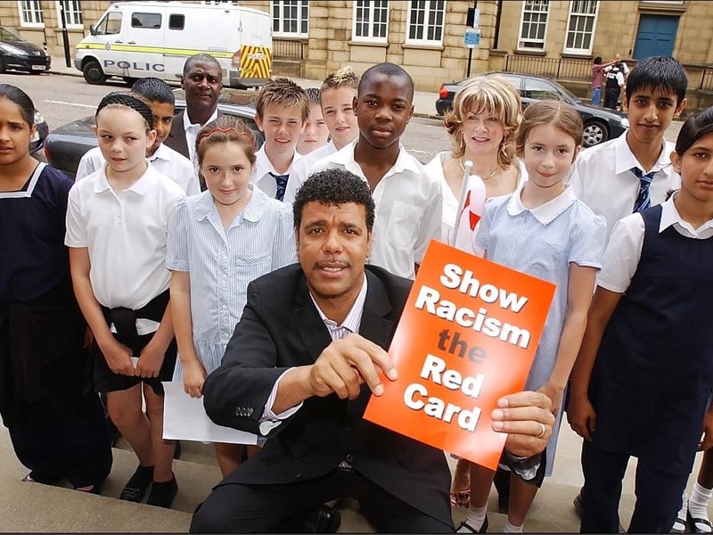 Chris Kamara launches anti-racism campaign - Wakefield Town Hall. (pupils from Pinders Primary and Kettlethorpe High Schools.)