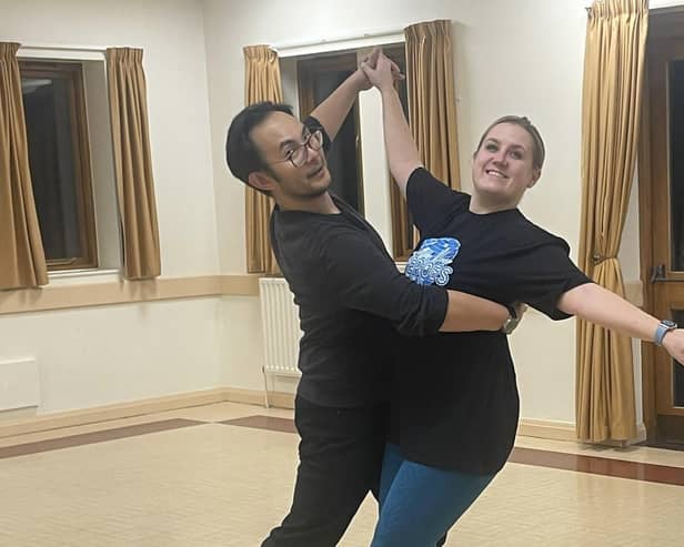 Teacher Fiona Roberts with professional dancer Ping Liem will perform a quickstep at the Dance Heroes final in Blackpool.