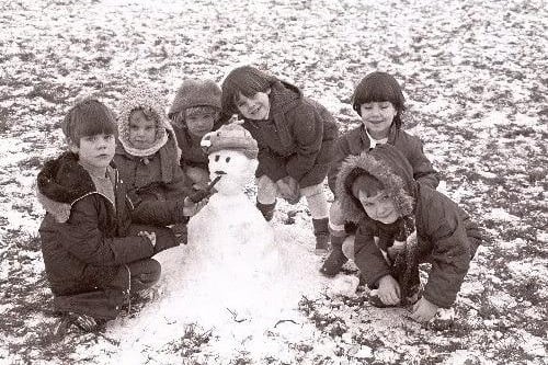 Common Road first school South Kirkby, kids playing in snow