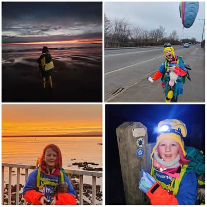 Eight-year-old Alba Stogden and her mum, Sophie, just completed a seven day hike from Amble to Redcar.