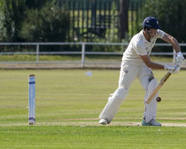 Brayden Clark is watchful in his innings for Castleford against Sheffield Collegiate. Photo by Scott Merrylees