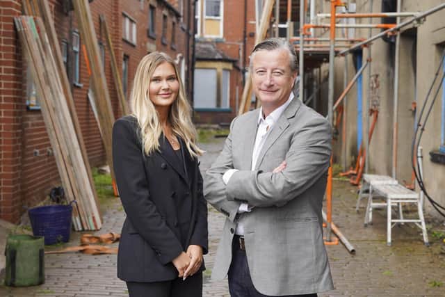 CEO Jonathan Boylin and Estates Director Alice Haworth of Boylin Commercial who are renovating the yard behind the Elephant and Castle pub on Westgate.