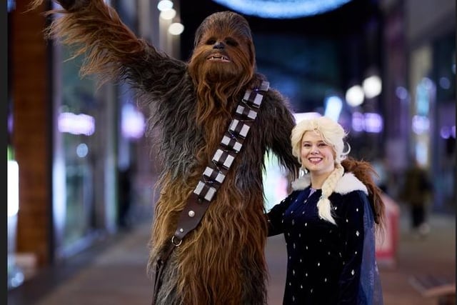 Chewbacca belting out the hits with Elsa!