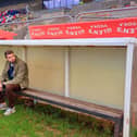 Ian Webb in the Wakefield AFC dugout on his visit from the USA to West Yorkshire.