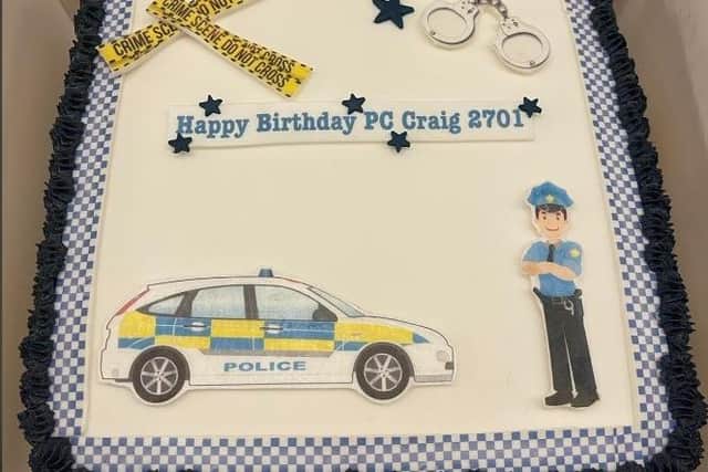 Craig's cake was police-themed.