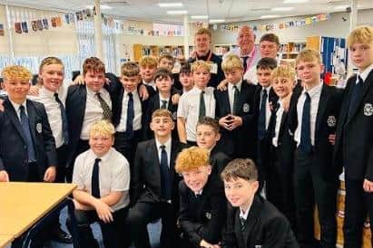 Both players enjoyed an engaging question-and-answer session with the Year 7 rugby team.