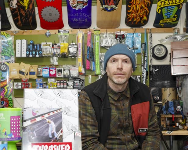 Wayne Miller in his skateboard shop on Zetland Street in Wakefield city centre. Picture Scott Merrylees