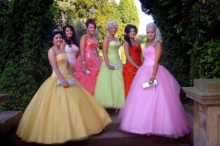 Charlotte, Emma, Holly, Charlotte, Gabrielle and Beccy showed off their new dresses at Horbury School's prom at Bagden Hall in June 2011.