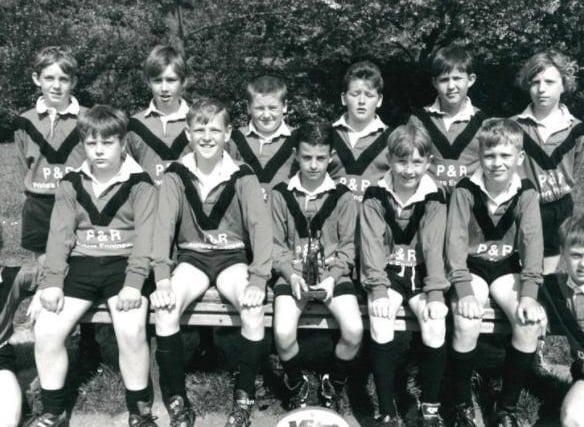 Ledger Lane Junior & Infants School, Outwood. The winning rugby league team. Published in the Wakefield Express 20.5.1994. Photo supplied by Wakefield Libraries.