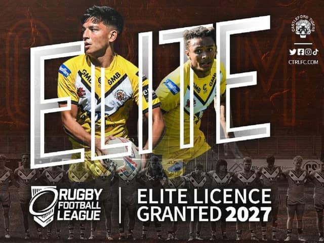 Castleford Tigers are delighted that the Club has been granted an Elite Academy Licence from the Rugby Football League until the end of the 2027 season. Picture: Castleford Tigers