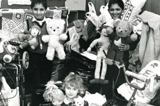 St Mary's School collect toys for Romania, 1990.