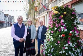 Helping to bring some flower power to Pontefract: Pictured, from the left,  Councillor Darren Byford, Claire Askham and Dr Colin White from Pontefract in Bloom.
