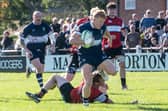 Lucas Ketteridge makes a flying break to open Pontefract's scoring at Malton and Norton. Picture: Jonathan Buck