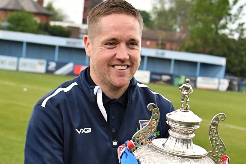 Winning Pontefract Collieries manager Craig Rouse with the County Cup.
