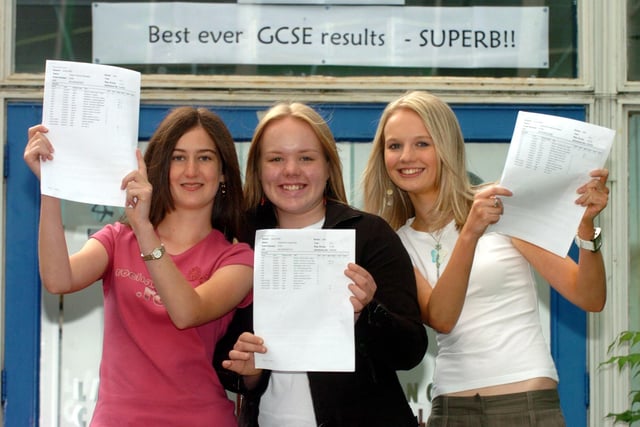 St Wilfrid's RC High School in Featherstone's  GCSE results. From left: Helen Wheater, Caroline Clay and Catherine Green.