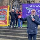 Jon Trickett, MP for Normanton and Hemsworth, spoke at the demonstration in support of the strike at the National Coal Mining Museum. LDRS image