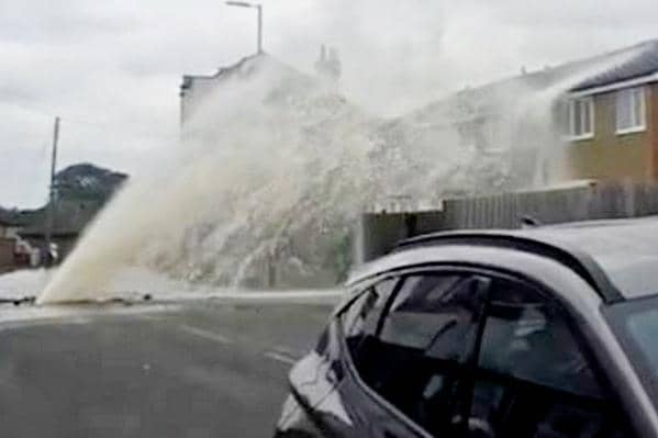 Gary Gerrard's three-bedroom terraced house suffered huge damage after it was sprayed for over an hour and a half by water from a burst mains water pipe. SWNS