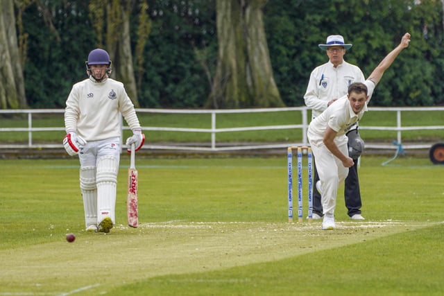 Castleford opening bowler Matthew Rees delivers.