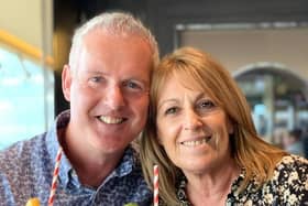 Mark Jepson, a survivor of a harrowing motorbike accident on the Greek island of Zante earlier this year, and wife Carol.