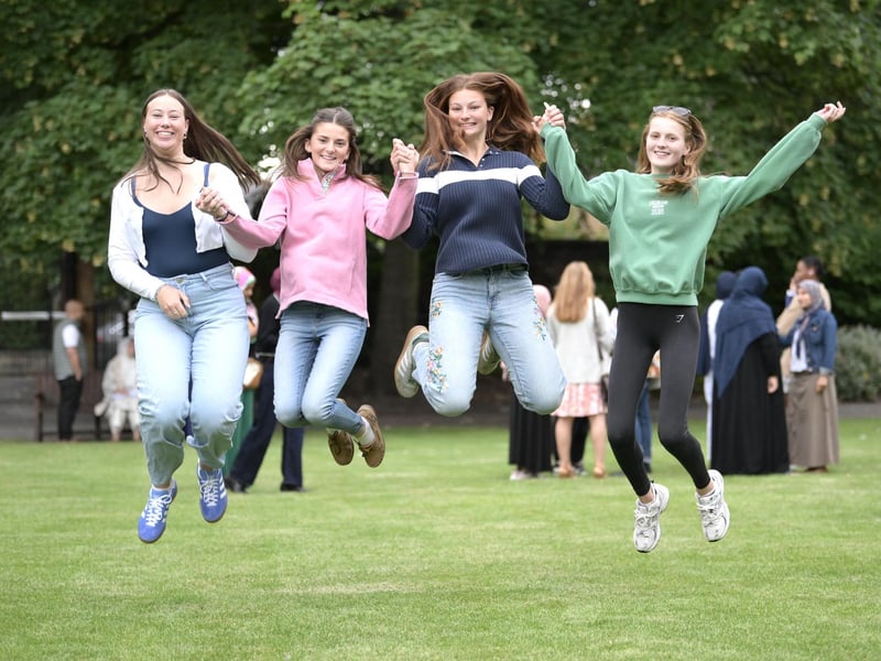 Students celebrate their results at Wakefield Girls' High School